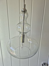Vintage  Pendant light Fitting Champagne Glass Chrome 13" dome