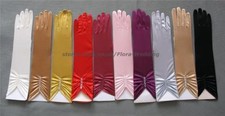 SATIN PROM/FANCY/WEDDING FINGERED GLOVE,15"L,pearls