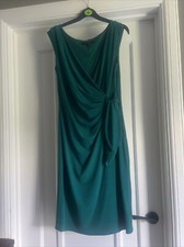 Ladies Slinky V Neck Short Coast Dress Sleeveless Sz8 Jade Green Worn Once