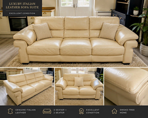 Italian leather sofa suite 2 - leather,