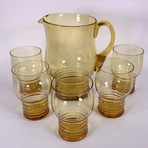 Vintage amber glass jug - amber,