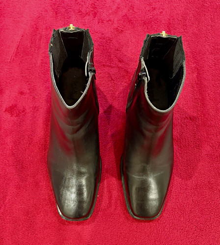 Black leather square toe - black,
