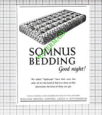 Somnus Bedding William Rhodes Ltd Leeds Small Advert  - 1950 Cutting