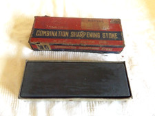 VINTAGE COMBINATION SHARPENING WET STONE FLYING FISH ALUMINIUM OXIDE BOXED CHINA