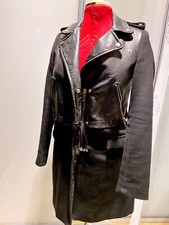 Zara Vintage Black Real Leather Biker Coat - RARE S