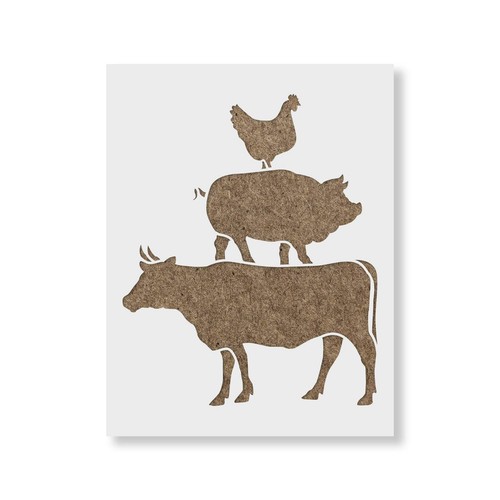 Cow pig chicken stencil - cow,