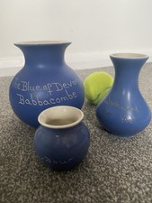 Vintage Blue Devon Pottery X3
