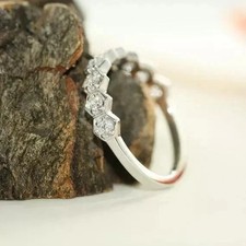 Art Deco Style Round Cut Lab Created Diamond Engagement 14K White Gold FN Ring