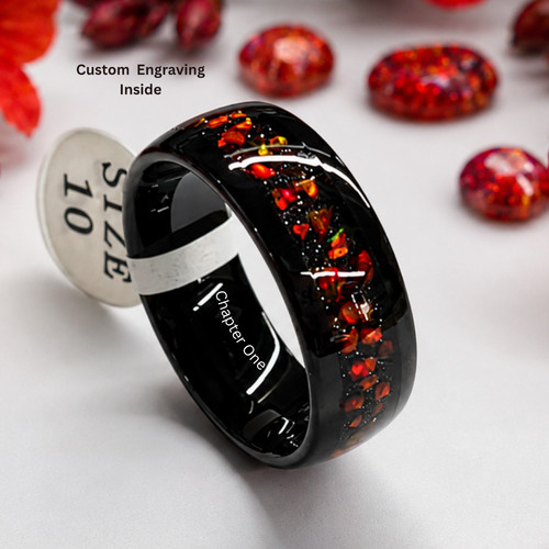 8mm red fire - fire, opal