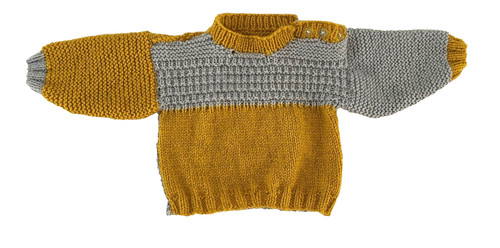 Hand knitted yellow grey - hand, /