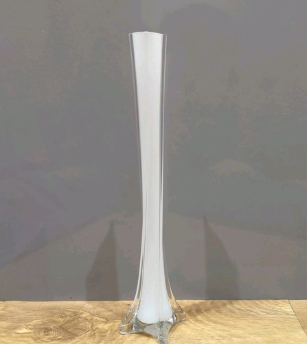 White hand blown glass vase - hand-blown,