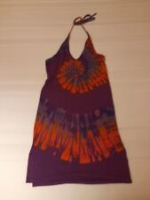 Tie Dye Halter Mini Dress Hippie Boho 