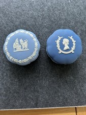 Wedgwood Jasperware Trinket Boxes, Light Blue/Dark Blue, Cherubs & Jubilee 1977