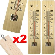 2x WOODEN WALL THERMOMETER