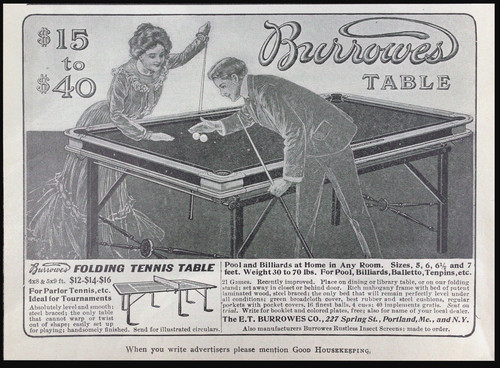 1902 burrowes billiard pool - burrowes,