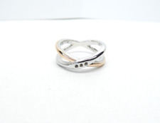 Clogau Gold Silver & 9ct Rose Gold Ripples Cross-over Ring Size J