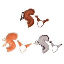 Animal Tail Costume Kit Hairband Cosplay Fancy Dress Headpiece Squirrel Ears