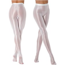 UK Womens Pantyhose Oil Glossy Shiny Opaque High Waist Stockings Gym Yoga Tight