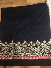 Gorgeous Wedding Designer Black Lace Saree with Golden Embroidered Border