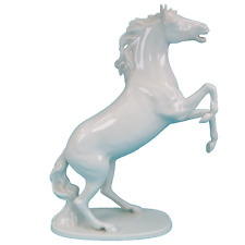 Rearing White Horse Figurine Wilhelm Rittirsch German Bavaria Porcelain h32cm