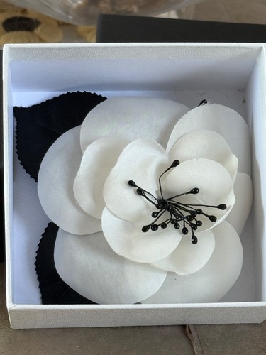 Chanel white camellia brooch - chanel,