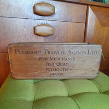 Treen Wooden Fish Mongers Shrimp Box Plymouth Trawler Agents Ltd 