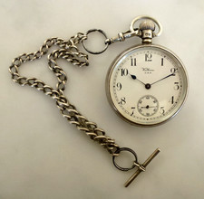 Waltham Silver keyless Pocketwatch with Silver Albert Chain c1927 £120 .