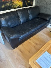 two three seater black leather