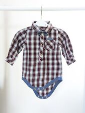 BABY Boys 3-6 Months Red Check Long Sleeve Shirt Top Bow Tie Bodysuit Clothes