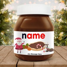 Personalised to fit Nutella Chocolate Spread Label Sticker Christmas Xmas Idea