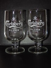 2 x Carlsberg  Danish Pilsner Lager Half Pint Glasses Brand New Free Postage