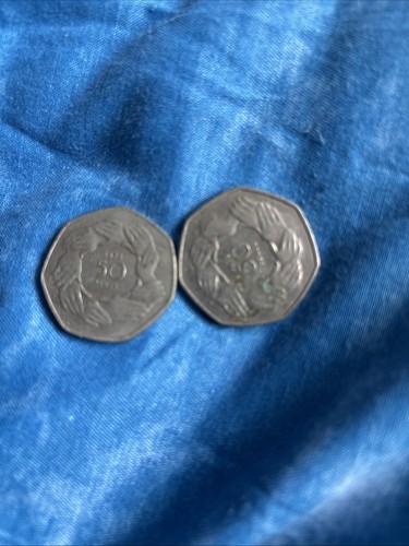 Old 50p pieces - old,