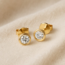 9ct gold stud - gold, earrings