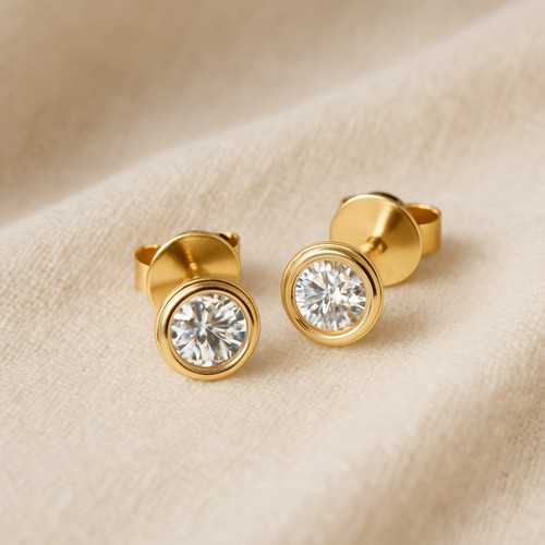 9ct gold stud earrings - stud, round