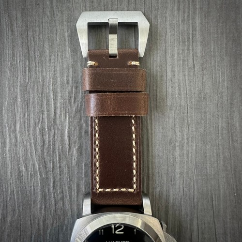Dark brown leather watch - dark,