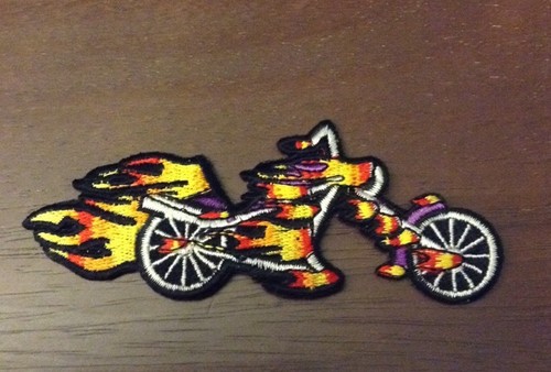 Flaming chopper biker patch - flaming,