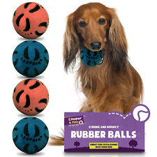 4pk Rubber Dog Balls | Bouncy Puppy Pet Solid Hard Play Ball Fun Fetch Chew Toys