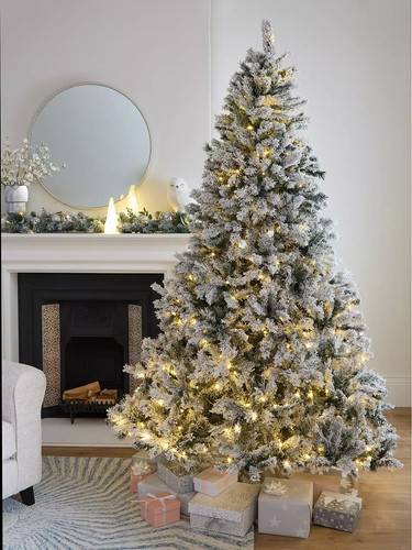 6ft flocked pre lit - 6ft, downswept