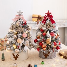 Small Mini Christmas Tree With LED Lights Artificial Xmas Tabletop Ornament Deco