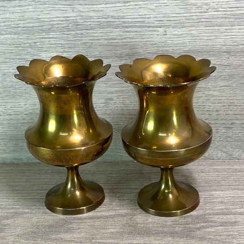 Vintage pair brass pot - vintage, bud
