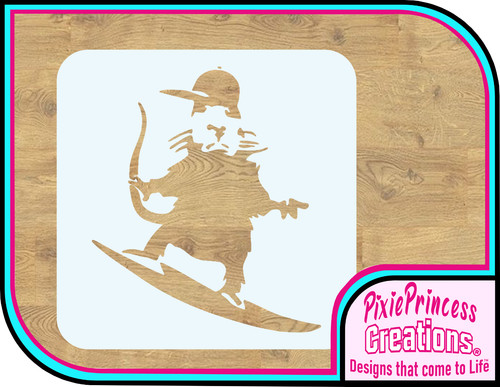 Banksy surfing rat mylar 190 - banksy,
