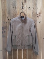 Preloved OXBOW genuine leather lined beige biker / bomber jacket size M