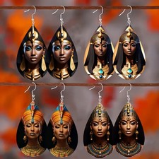 African Queen Acrylic Dangle Earrings Egyptian Queen Teardrop Women Jewelry
