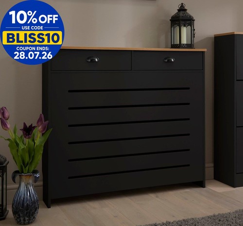 Black radiator cover cabinet - black,
