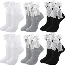 Zuimei 6 Pairs Frilly Socks