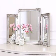 Select Mirrors Lola Triple Dressing Table Bedroom Make Up Mirror Antique Silver