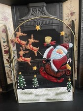 Christmas Decorative 3 Panel Santa Metal Fireplace Screen Guard Height 63cm
