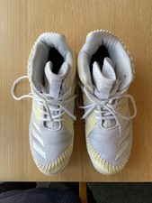 ADIDAS BOUNCE CONTINENTAL BASEBALL BOOTS SIZE 9.5. WHITE/YELLOW ZIGZAG