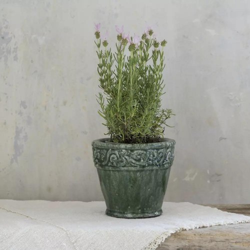 Large ornate green plant pot - large,