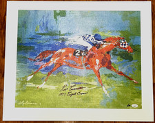 SECRETARIAT / Neiman - Ron Turcotte Signed 20x24 Belmont Giclee  #/10 - JSA Coa